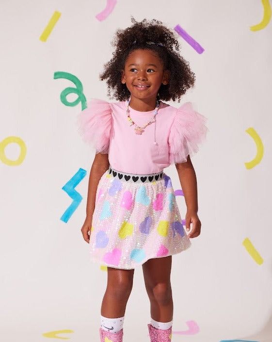 Girls Tulle Sleeve Top – The Plaid Giraffe