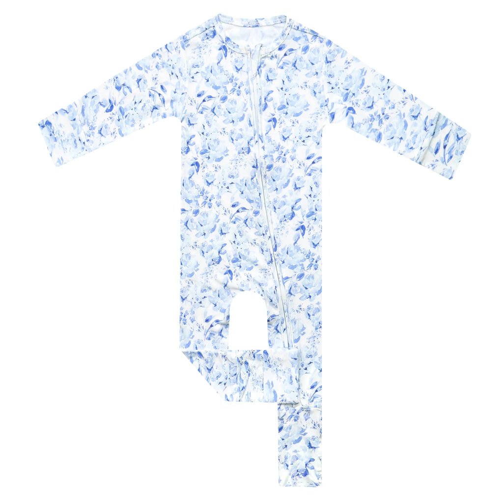 Copper Pearl Girls Boys Unisex Footie Romper Convertible Flowers Floral Sleeper Sleepwear Nightwear Bamboo Two-way Zipper The Plaid Giraffe Children's Boutique