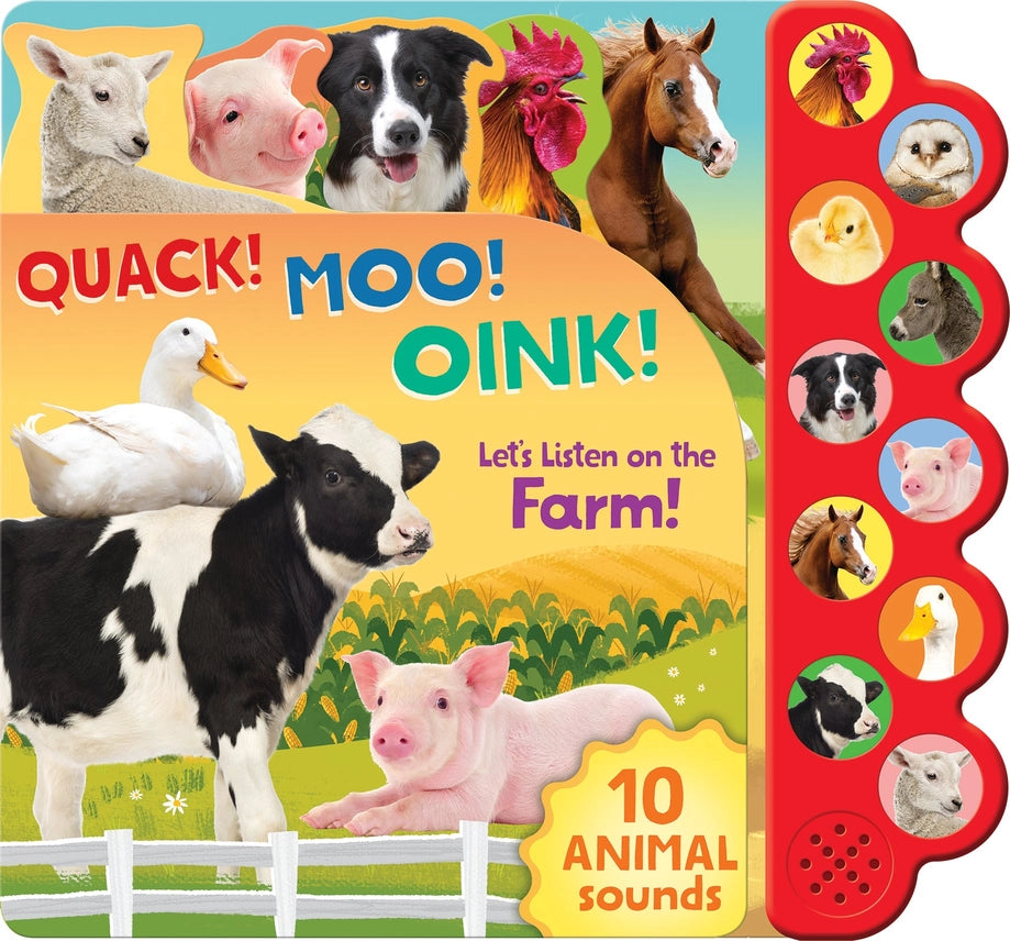 Cottage Door Press Boys Girls Infants Toddlers Books Board Quack Moo Oink Animal Sounds Interactive Learning Farm Animals Cow Dog Pigs Sheep Horse Chicken Ducks The Plaid Giraffe Childrens Boutique