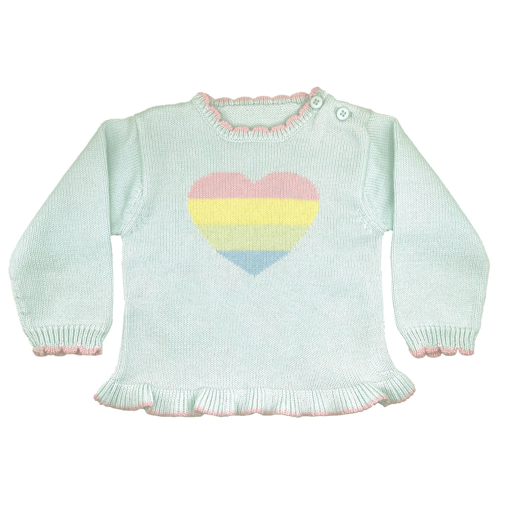 Zubels Girls Boys Infants Toddlers Kids Sweater Rainbow Heart 100% Cotton The Plaid Giraffe Childrens Boutique