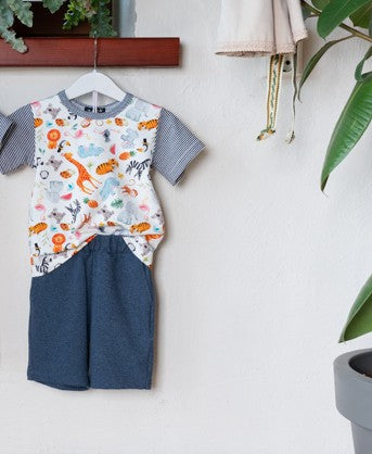 2 Piece Boys Zoo Animal Shirt & Shorts