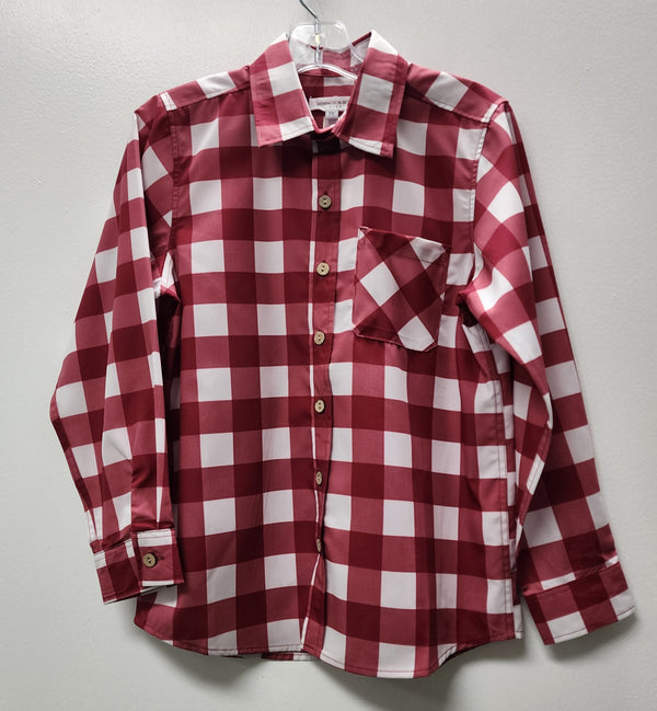 Remington Road Boys Toddlers Kids Juniors Shirt Standup Collar Buffalo Check Red/White The Plaid Giraffe Childrens Boutique