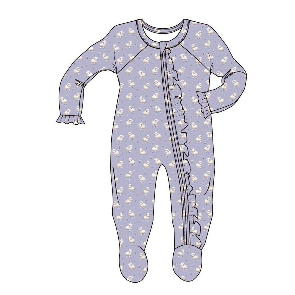 Sweet Bamboo Girls Boys Infants Toddlers Kids Juniors Footie Sleeper Sleepwear Nightwear Sheep Lambs Two-way Zipper The Plaid Giraffe Children's Boutique