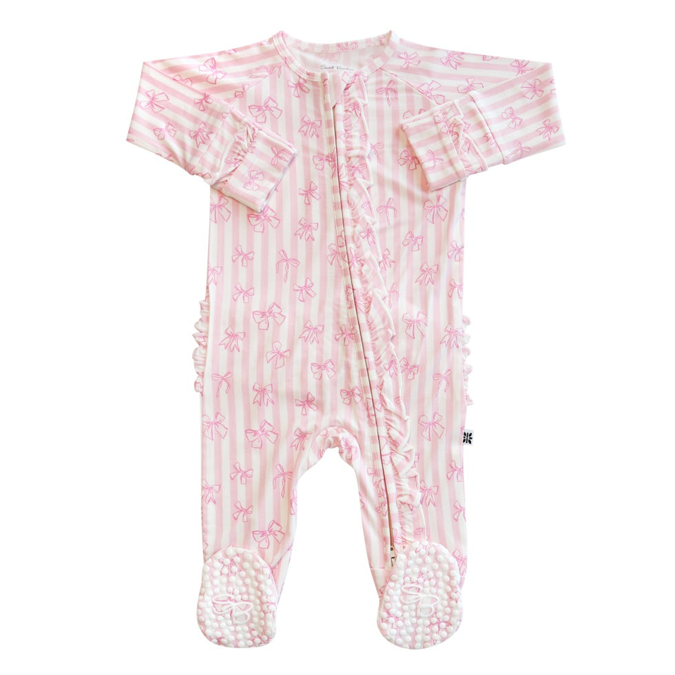 Sweet Bamboo Girls Boys Infants Toddlers Kids Juniors Footie Sleeper Sleepwear Nightwear Bows Stripes Ruffles Two-way Zipper The Plaid Giraffe Children's Boutique
