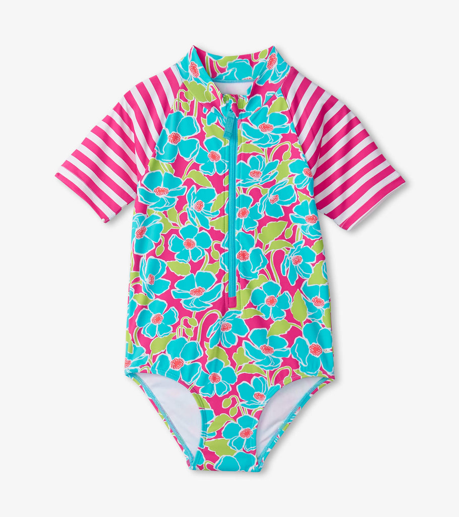 Hatley Girls Toddlers Kids Juniors Swimsuit One Piece Rashguard Floral Flowers Stripes The Plaid Giraffe Childrens Boutique
