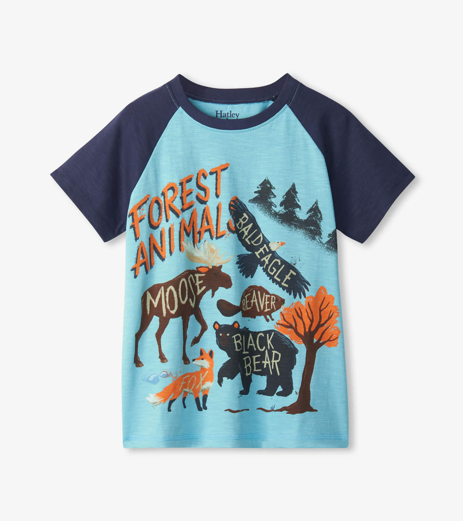 Hatley Boys Toddler Kids Juniors T-shirt Forest Animals Moose Eagle Beaver Bear Fox 100% Cotton The Plaid Giraffe Childrens Boutique