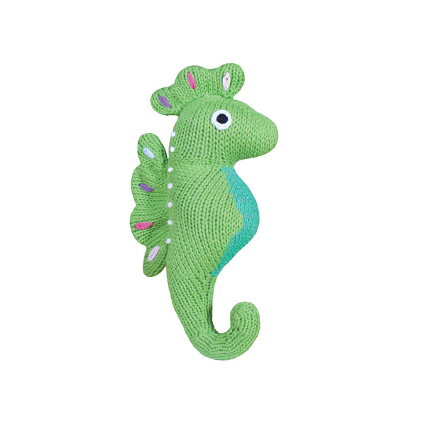 Zubels knit rattle seahorse toy green The Plaid Giraffe Childrens Boutique