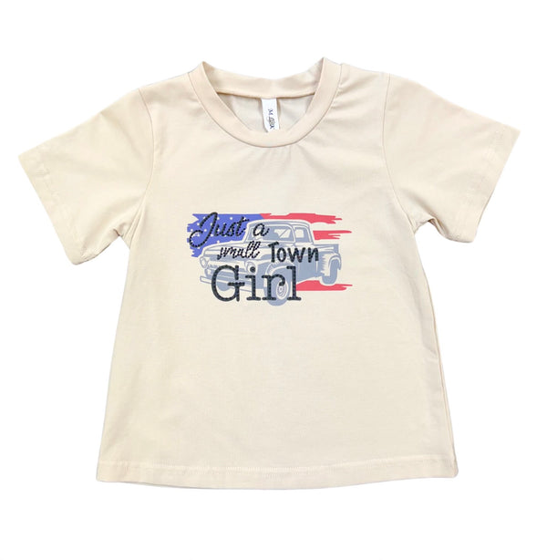 ML Kids Girls Toddlers Kids Juniors Top T-Shirt Flag Truck Small Town Girl Beads The Plaid Giraffe Childrens Boutique