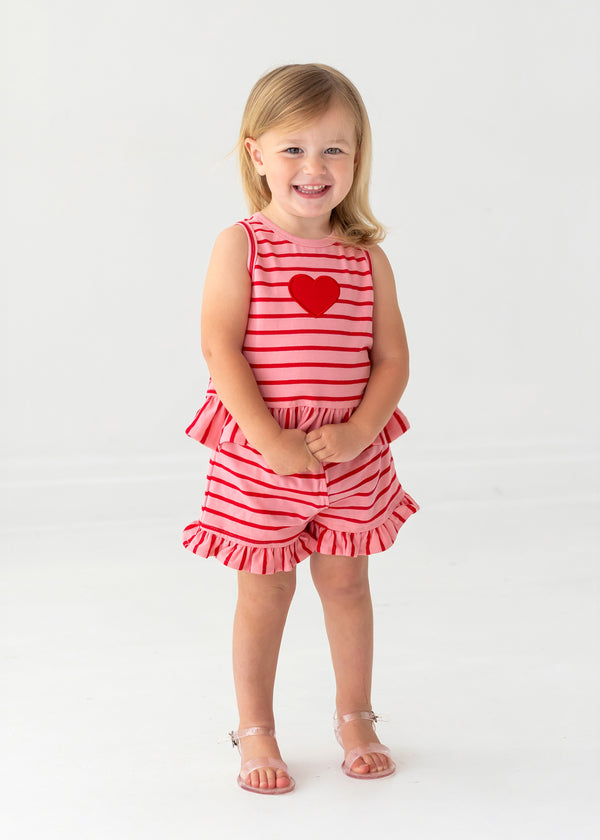 Mabel and Honey Girls Infants Toddlers Kids Top Shorts Stripes Hearts Ruffles The Plaid Giraffe Children's Boutique