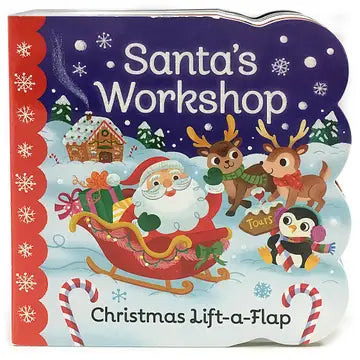 Cottage Door Press Boys Girls Unisex Infants Toddlers Kids Santa's Workshop Lift-A-Flap Board Book Santa Christmas Elves Holiday Interactive The Plaid Giraffe Childrens Boutique