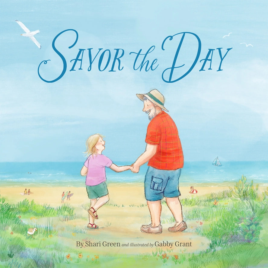 Sleeping Bear Press Girls Boys Infants Toddlers Kids Juniors Picture Book Savor the Day Beach Swimming Vacation Grandpa Grandfather Granddaughter The Plaid Giraffe Children's Boutique