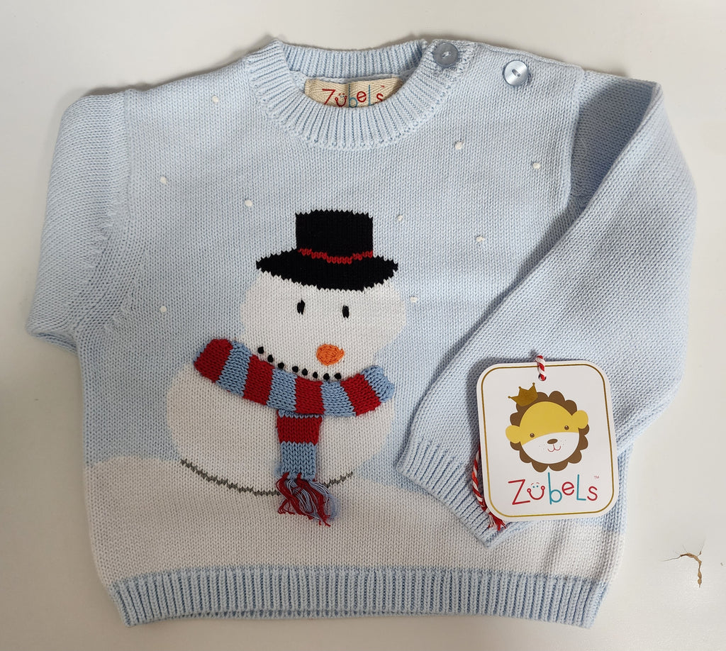 Zubels Infants Toddlers Kids Boys Girls Unisex Sweater Snowman Winter 100% Cotton  The Plaid Giraffe Childrens Boutique