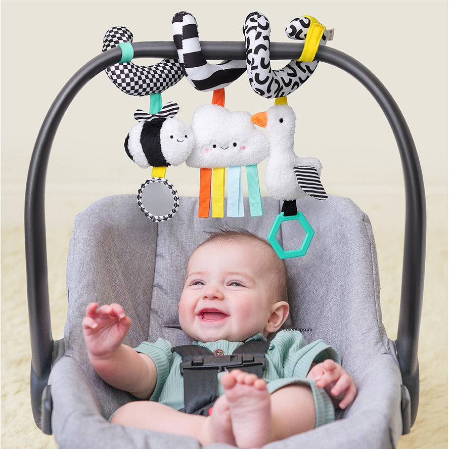 Itzy Ritzy Girls Boys Unisex Infants Toddlers Kids Spiral Car Seat Activity Toy Colors Interactive Learning The Plaid Giraffe Children's Boutique