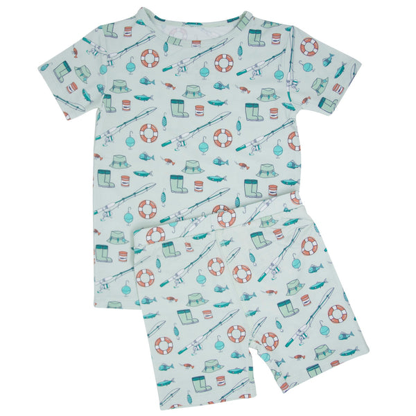 2 Piece Boys Cast A Line Short Pajamas