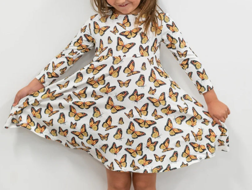 Sweet Bamboo Girls Boys Infants Toddlers Kids The Great Migration Twirl Dress Bamboo Butterflies The Plaid Giraffe Children's Boutique