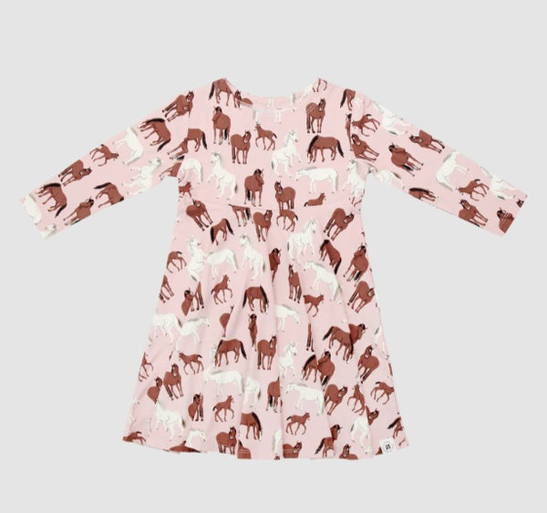 Sweet Bamboo Girls Boys Infants Toddlers Kids Wild Horses Twirl Dress Bamboo The Plaid Giraffe Children's Boutique