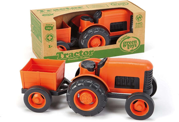 Green Toys Toys Pretend Toddlers Kids Tractor Trailer Farm Equipment 100% Recycled Plastic Made In The USA The Plaid Giraffe Childrens Boutique