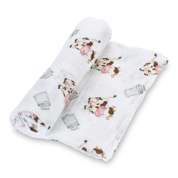 LollyBanks Girls Boys Infants Toddlers Swaddles Blankets 100% Cotton Muslin Cows Farm Animals The Plaid Giraffe Childrens Boutique