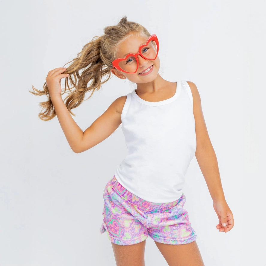 Preppy Goose Limeapple Girls Boys Lounge Shorts Pajamas Nightwear Sleepwear Tie Dye The Plaid Giraffe Childrens Boutique