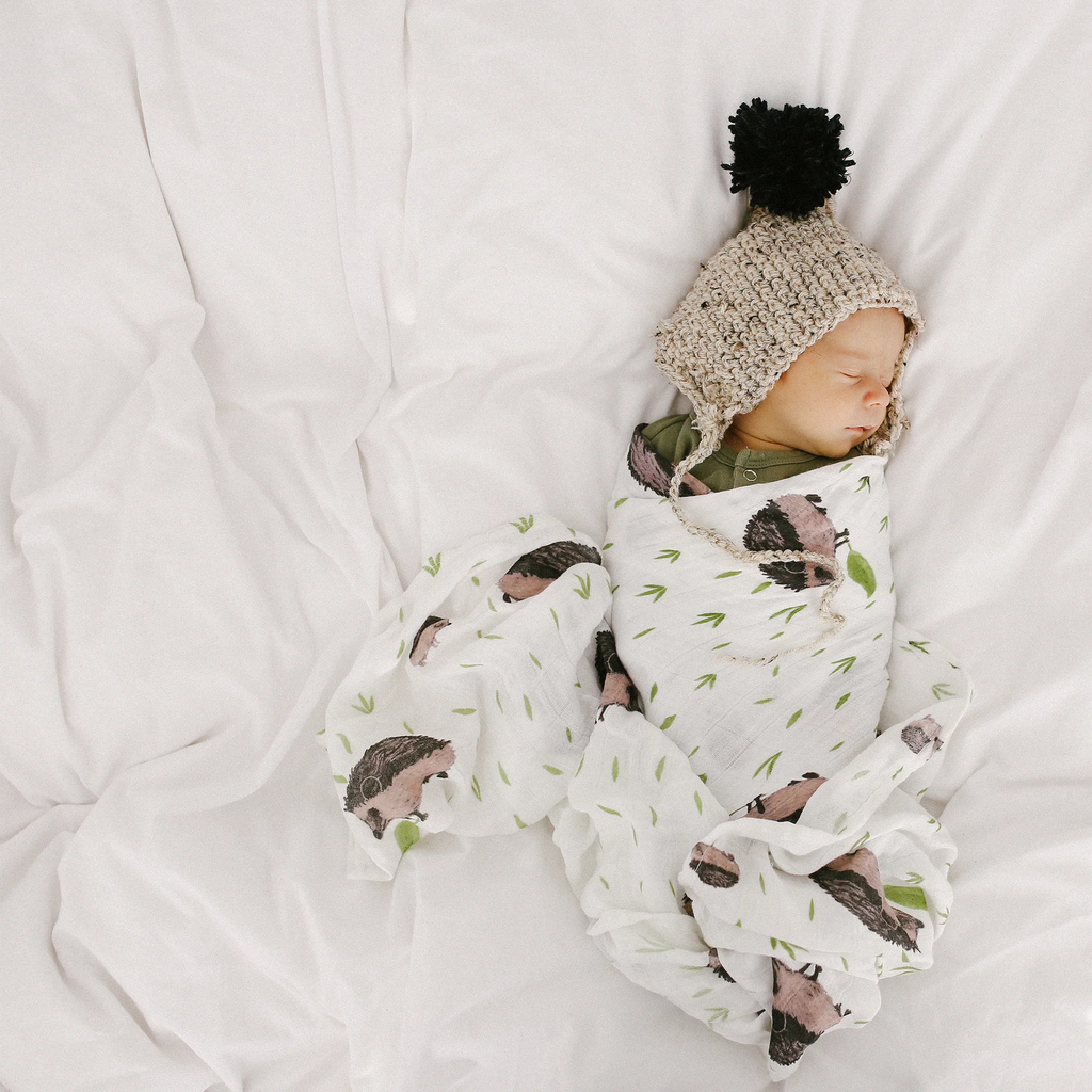 Deluxe Muslin Hedgehog Swaddle The Plaid Giraffe