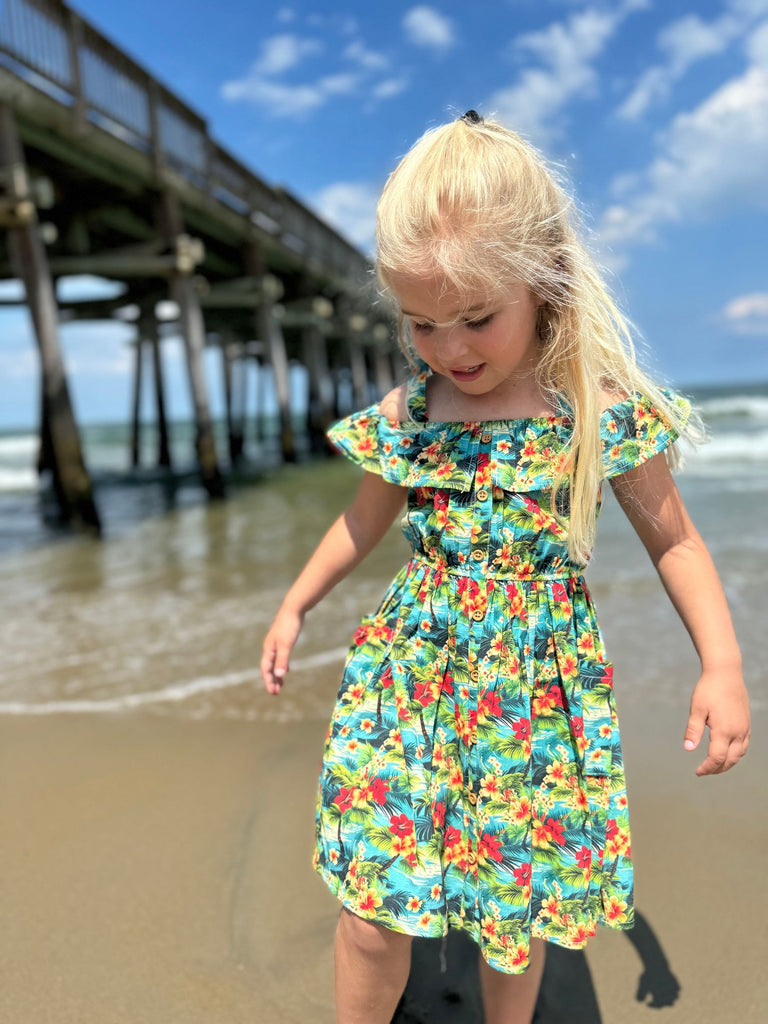 Girls Tropical Flower Dress The Plaid Giraffe Girls Tropical Flower Dress The Plaid Giraffe