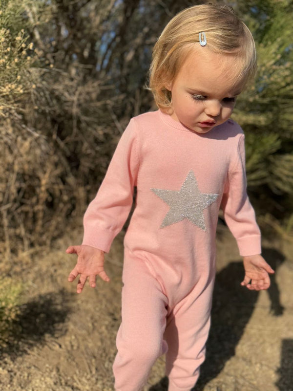 Vignette Girls Infants Toddlers Kids Juniors Romper Knit Silver Star Romper The Plaid Giraffe Children's Boutique