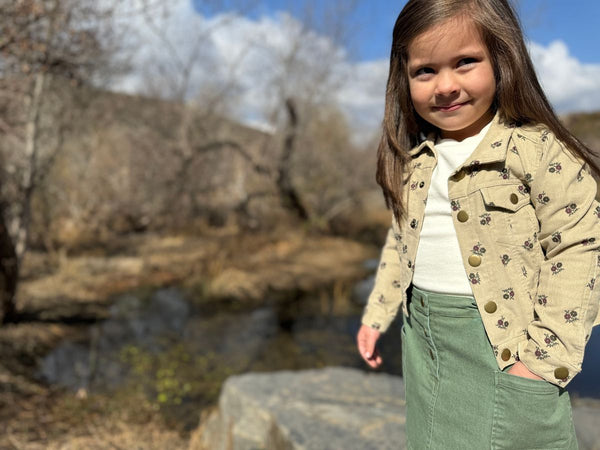 Girls Corduroy Flower Jacket