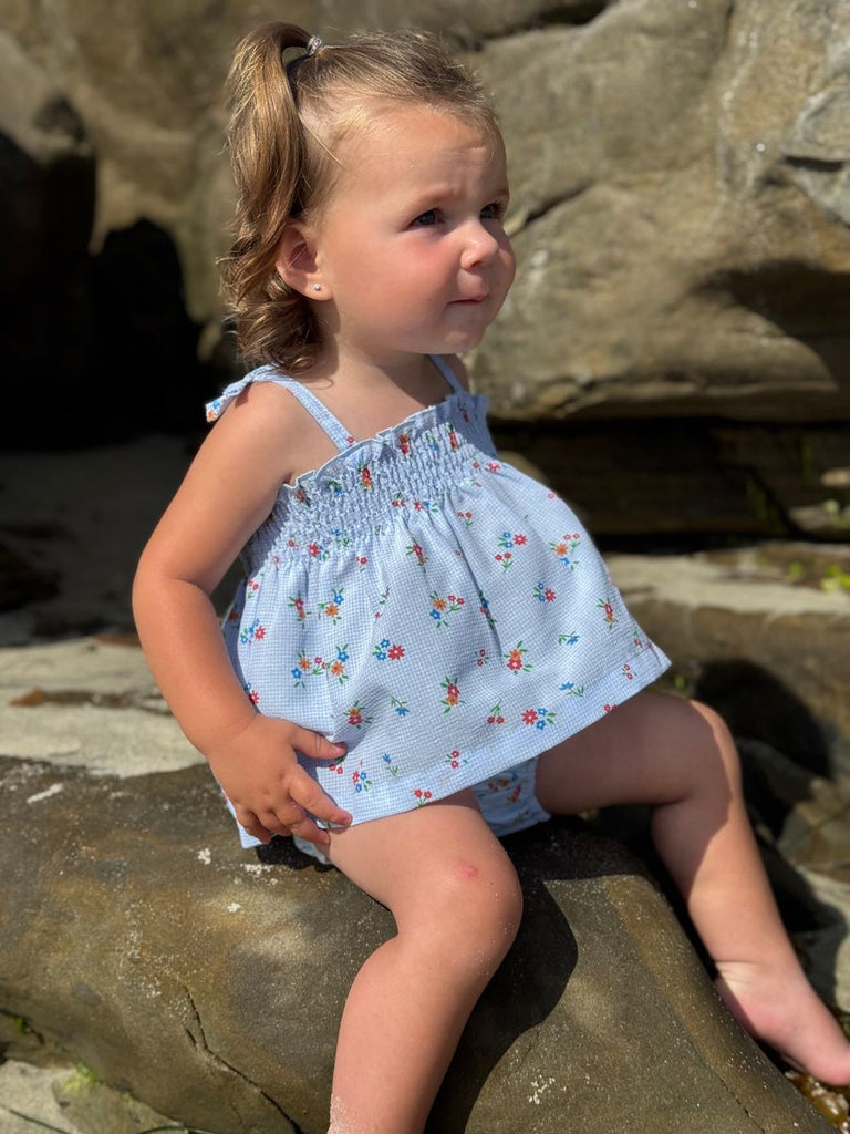 VIgnette Girls Infants Toddlers Top Shorts Smocking Flowers The Plaid Giraffe Children's Boutique