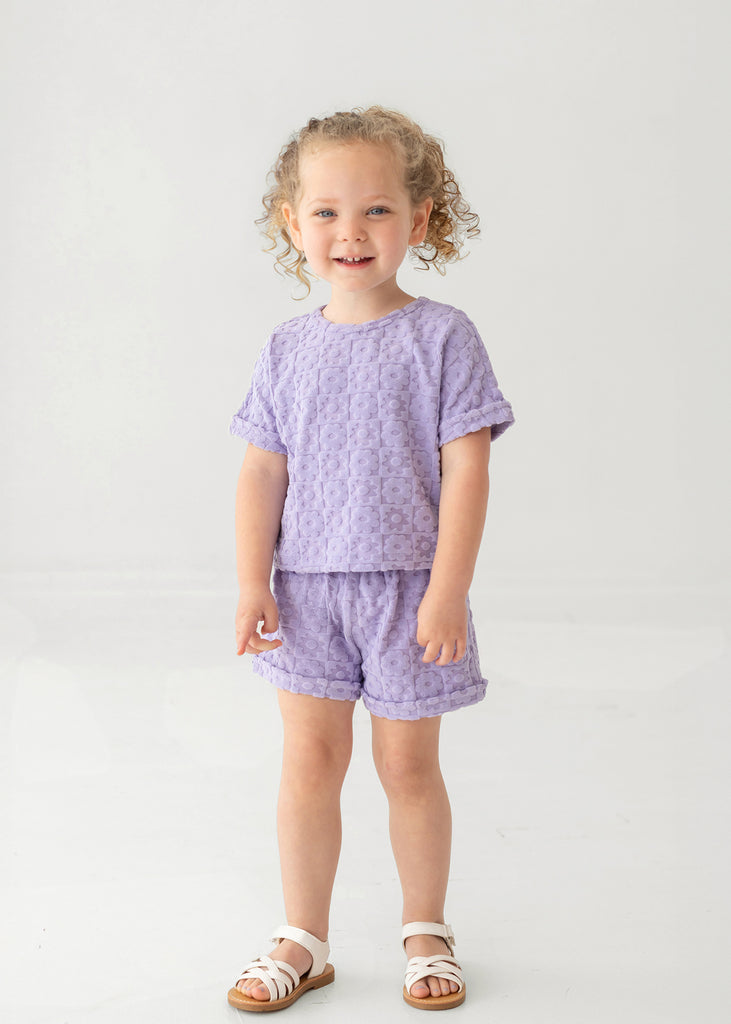 Mabel and Honey Girls Infants Toddlers Kids Top Shorts Terry Cloth Flowers The Plaid Giraffe Children's Boutique