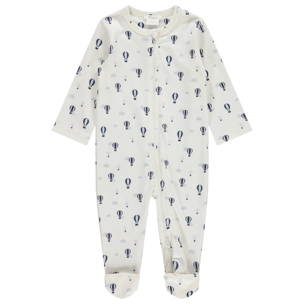 PimaLu Girls Boys Unisex Infants Footie Sleeper Sleepwear Nightwear Two-way Zipper Balloons Clouds 100% Pima Cotton The Plaid Giraffe Children's Boutique