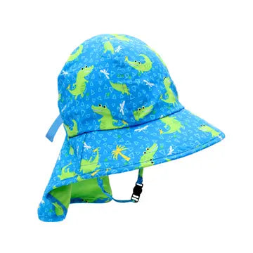 Zoocchini Boys Girls Infants Toddlers Sun Hat UPF50 Neck Protection Alligators Safety Closure The Plaid Giraffe Children's Boutique