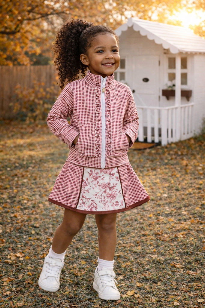 Be Girl Clothing Girls Infant Toddlers Kids Juniors Tank Top Skort Jacket Rain Jacket Gingham Check Zipper The Plaid Giraffe Children's Boutique