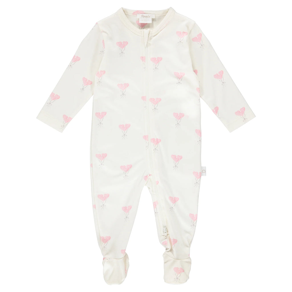 PimaLu Girls Boys Infants Toddlers Kids Juniors Hearts Balloons 100% Pima Cotton Two Way Zipper The Plaid Giraffe Children's Boutique