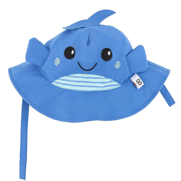 Zoocchini Boys Girls Infants Toddlers Sun Hat UPF50 Whales Velcro Closure The Plaid Giraffe Children's Boutique