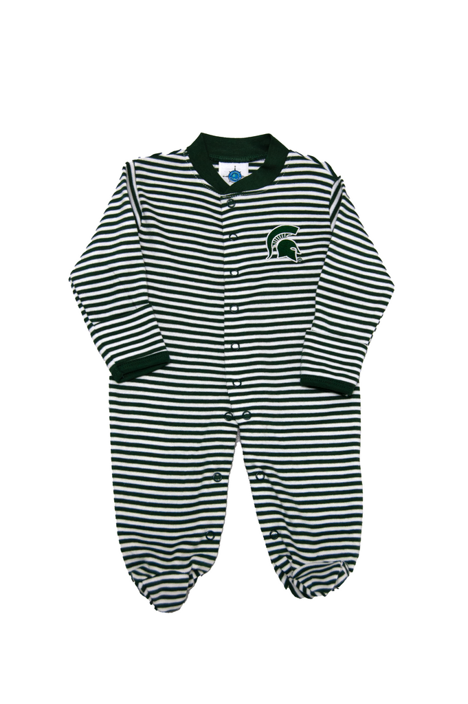 Creative Knitwear Unisex Boys Girls Infants Toddlers Footie Sleeper Sleepwear Nightwear Stripes Michigan State 100% Cotton The Plaid Giraffe Childrens Boutique