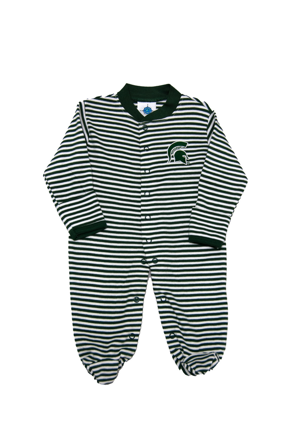 Creative Knitwear Unisex Boys Girls Infants Toddlers Footie Sleeper Sleepwear Nightwear Stripes Michigan State 100% Cotton The Plaid Giraffe Childrens Boutique