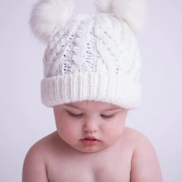 Huggalugs Girls Infants Toddlers Kids Hats Knit Cable Knit Pom Pom The Plaid Giraffe Childrens Boutique