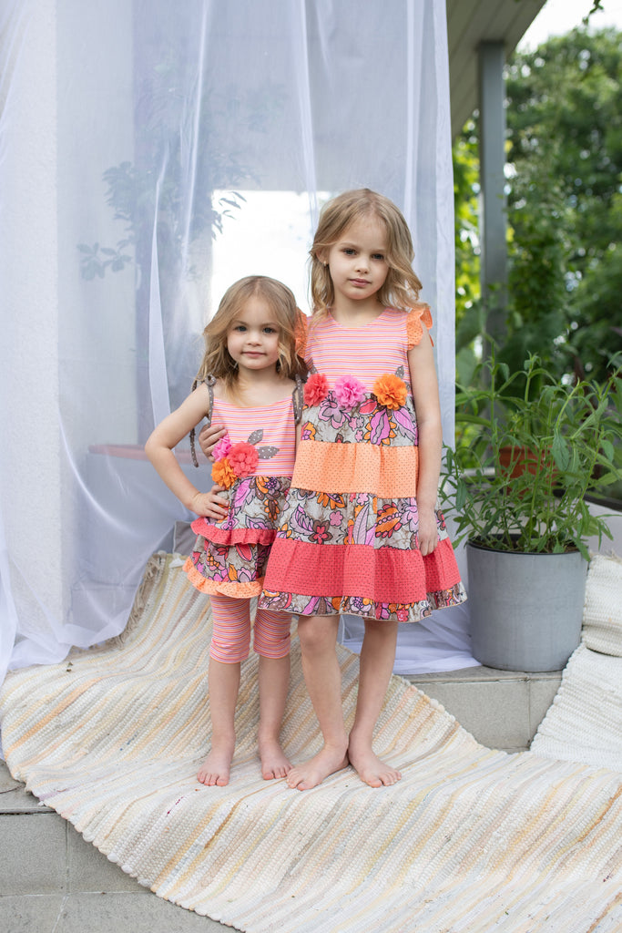 2 Piece Girls Coral Tunic Top & Capris, Multi Color / 4T / TGP