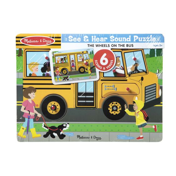 Melissa & Doug Girls Boys Infants Toddlers Kids Learning Toys Puzzle School Bus Sound The Plaid Giraffe Childrens Boutique