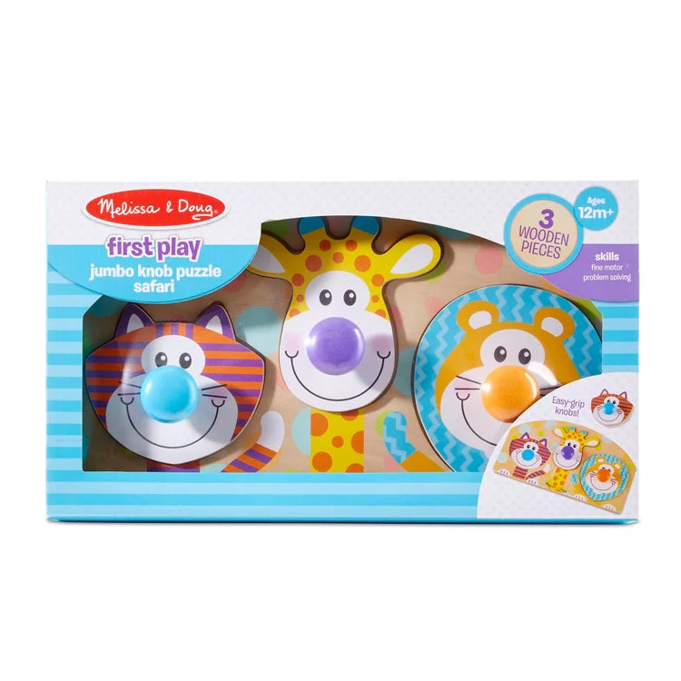 Melissa & Doug Girls Boys Infants Toddlers Kids Learning Toys Puzzle Jumbo Knob Zoo Animals The Plaid Giraffe Childrens Boutique