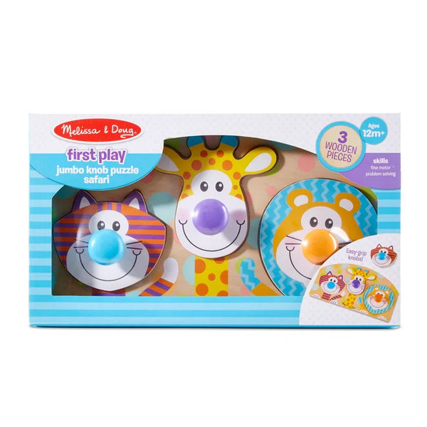 Melissa & Doug Girls Boys Infants Toddlers Kids Learning Toys Puzzle Jumbo Knob Zoo Animals The Plaid Giraffe Childrens Boutique