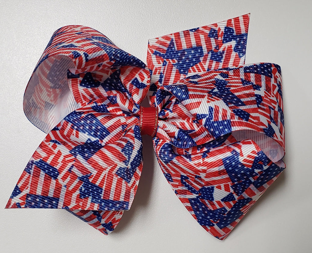 Wee Ones Girls Hair Accessories King Bows Flags Holiday Fourth of July Flags The Plaid Giraffe Childrens Boutique