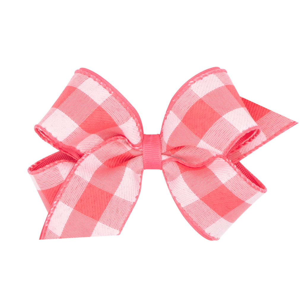 Wee Ones Girls Hair Accessories King Bows Linen Overlay Checkered  The Plaid Giraffe Childrens Boutique
