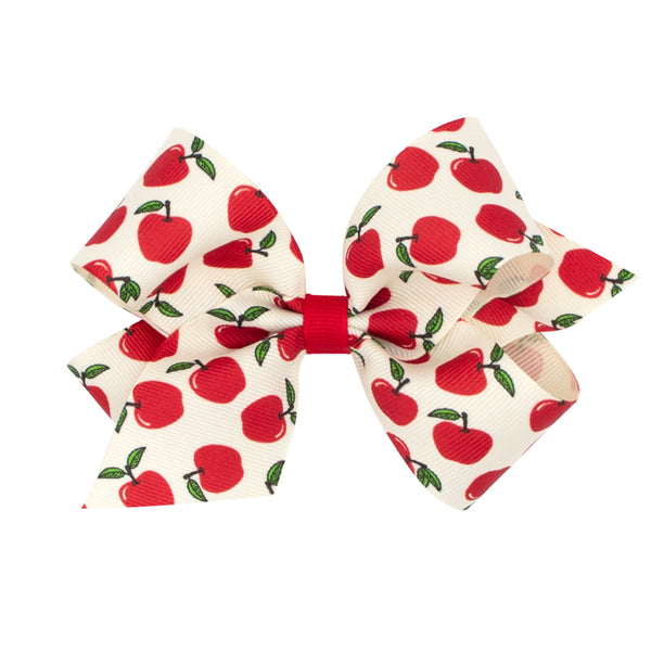 Wee Ones Girls Hair Accessories Medium Bows Apples The Plaid Giraffe Childrens Boutique