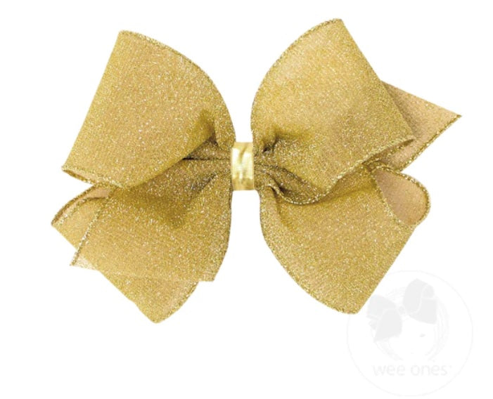 Wee Ones Extra Small Bow Christmas Sparkle Glimmer Mesh Gold Holiday 1202