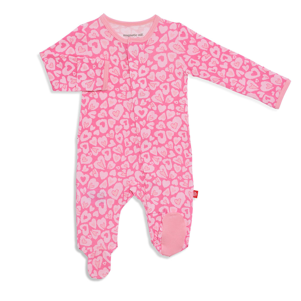Magnetic Me Girls Infants Footie Sleepwear Sleeper Nightwear Hearts The Plaid Giraffe Childrens Boutique