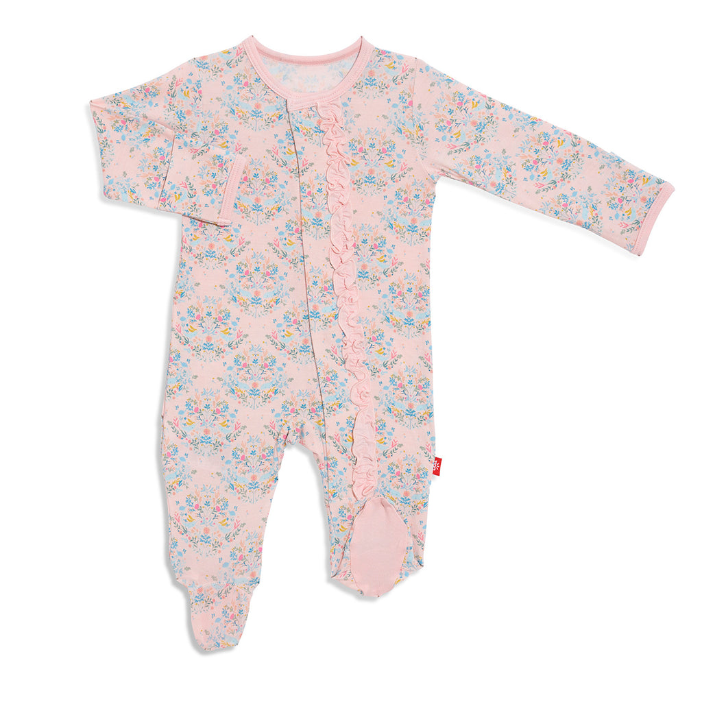 Magnetic Me Girls Infants Footie Sleepwear Sleeper Nightwear Floral Flowers The Plaid Giraffe Childrens Boutique