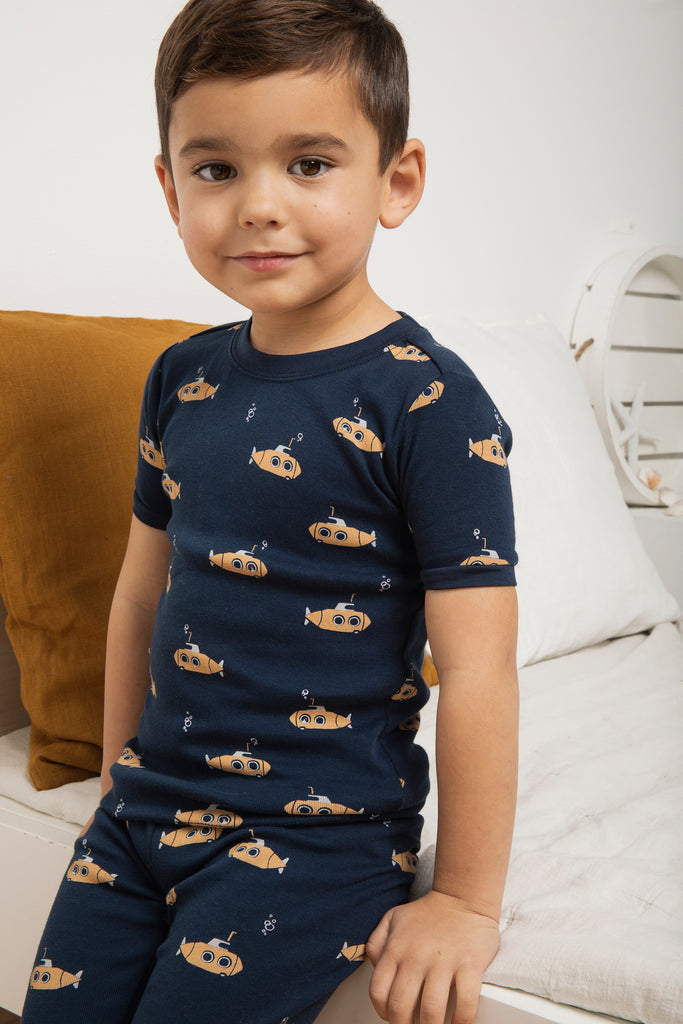 Petit Lem Boys Infants Toddlers Pajamas Sleepwear Nightwear Submarines Pond 100% Organic Cotton The Plaid Giraffe Childrens Boutique