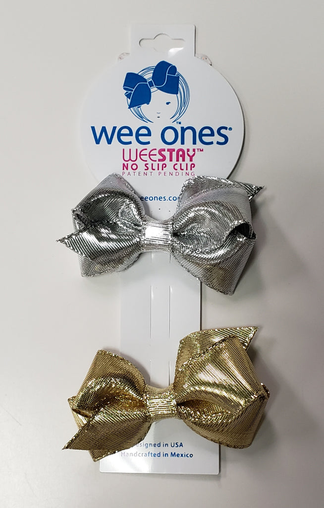 Wee Ones Girls Hair Accessories Small Bows Christmas Holidays Special Occasions Metallic Lame The Plaid Giraffe Childrens Boutique