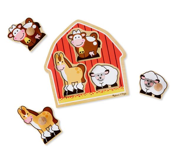 Melissa & Doug Girls Boys Infants Toddlers Kids Learning Toys Puzzle Barnyard Farm Animals Cow Horse Sheep Jumbo Knob The Plaid Giraffe Childrens Boutique